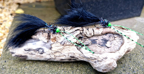 BEARDED BLACK GREEN BEAD LEACH X2