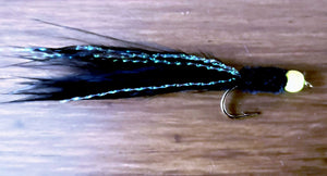 Black Chenille Tadpole With Fluo Yellow Bead Head X2
