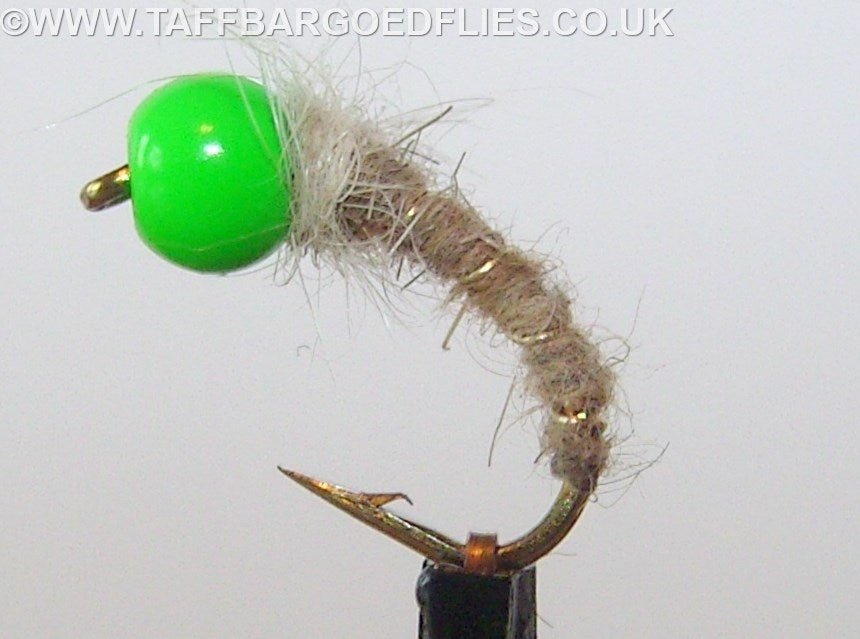 Green Beaded Curved Hares Ear X2